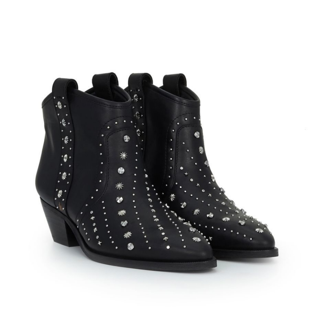 Sam Edelman Brian Leather Studded Black Booties